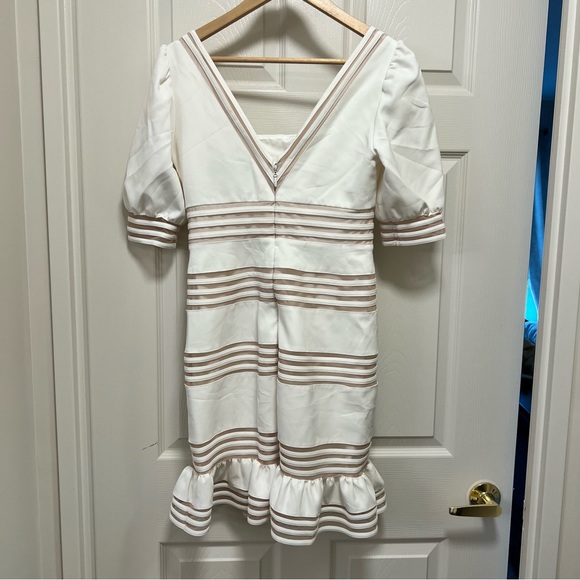 BCBGMaxAzria white mini dress with puff sleeves - Picture 3 of 6